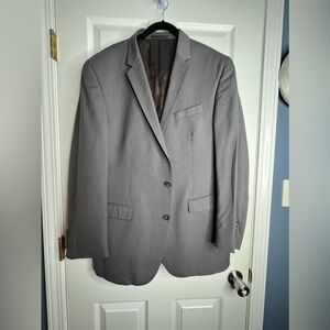 Kenneth Cole Mens 46L Wool Sportcoat Suit Jacket 2-Button Blazer Gray Stripe 46